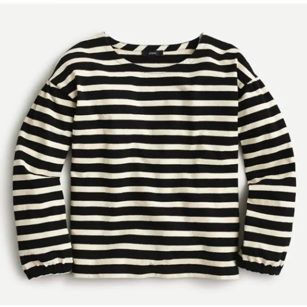 J. Crew Mariner cloth puff-sleeve striped top AW129 // S